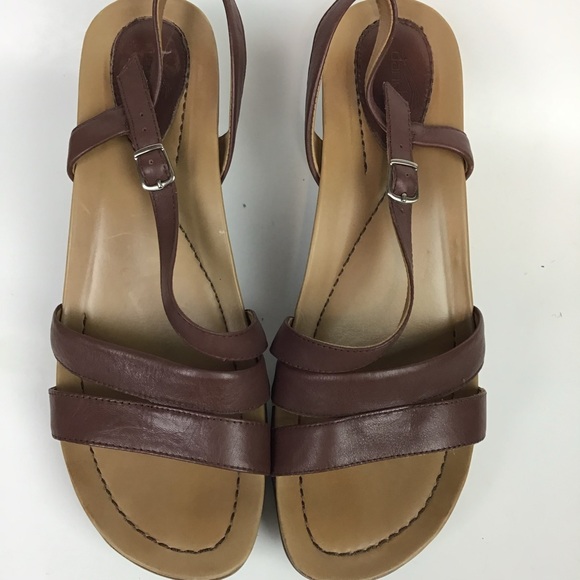 Dansko Strappy Slingback Wedge Platform Sandals EUR 40 Brown  Leather Nicolette - Picture 2 of 7